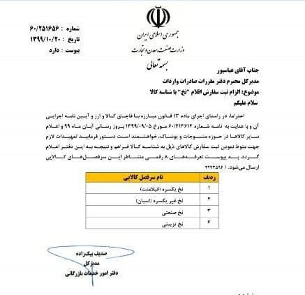 الزام استفاده از شناسه کالا در ثبت سفارش کالاهای الزام استفاده از شناسه کالا در ثبت سفارش کالاهای